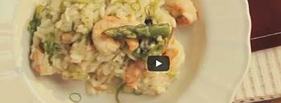 RISOTO DE CAMARÃO E ASPARGOS