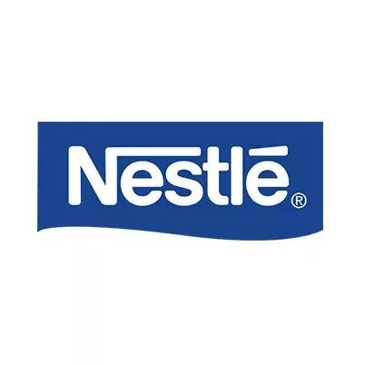 Logo Nestlé azul com fundo branco